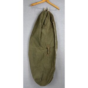 Vintage Military Surplus Canvas Duffle Bag Olive Drab Green Large 42 Inch Zipper